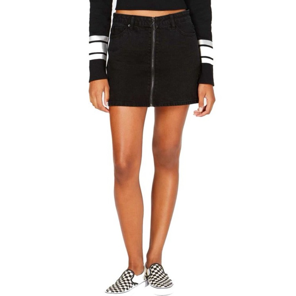 Vanilla Star Full-Zip Cotton Mini Skirt